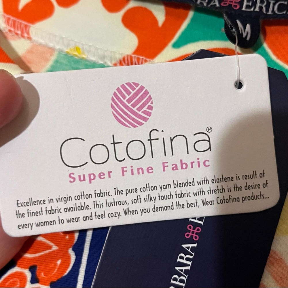 Barbara Erickson Womens Shift Dress Split Neck Cotton Blend Colorful Medium NWT - Picture 9 of 9